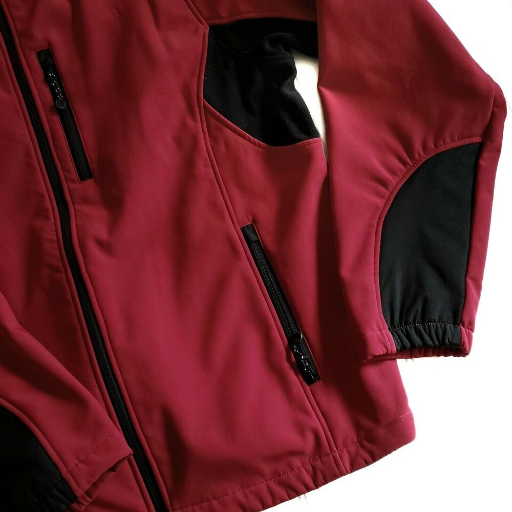 BLACK DIAMOND fleece lined full zip mock neck soft shell jacket red black Sz XL - Picture 5 of 9